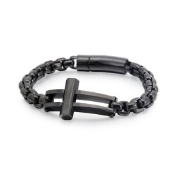 Kruisbeeld Vierkante Zwarte Titanium Kettingarmband