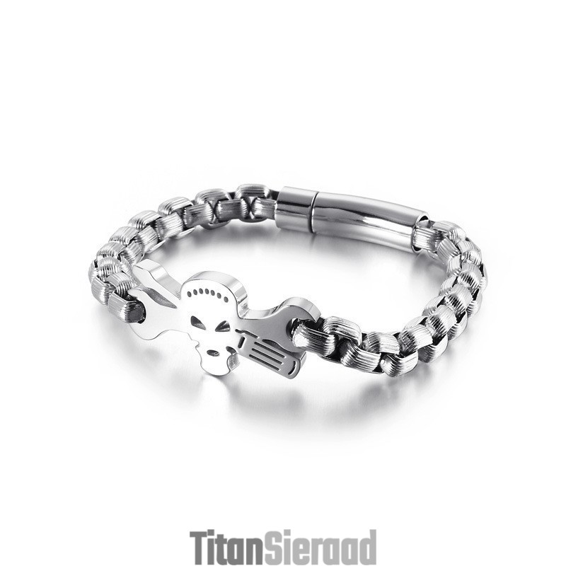 Titanium Schedelarmband Voor Heren