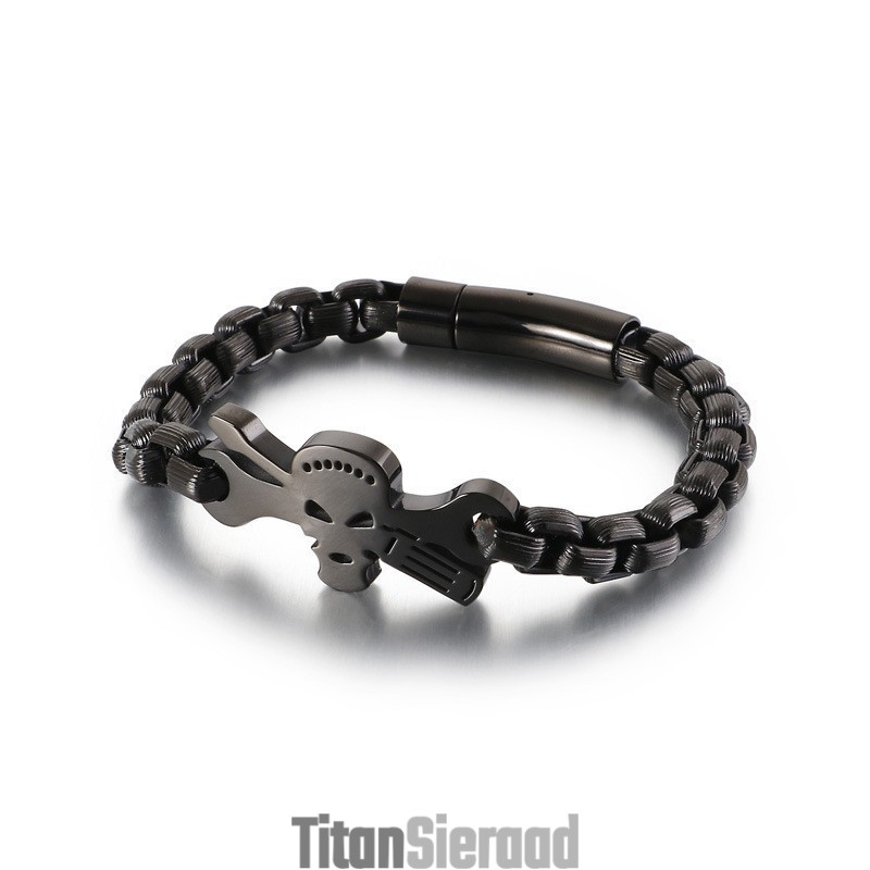 Titanium Schedelarmband Voor Heren Titanium Schedelarmband Voor Heren