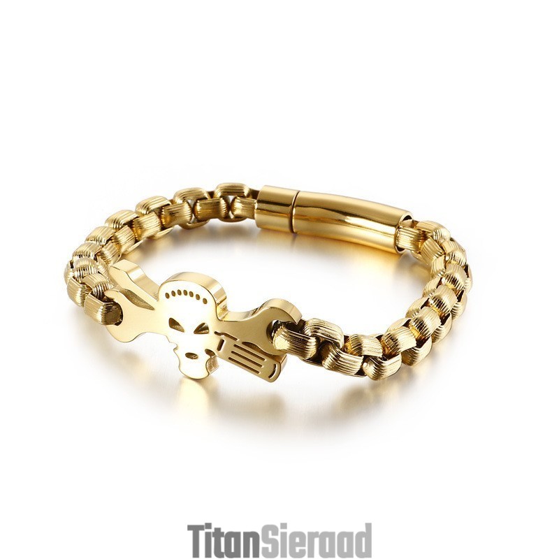 Titanium Schedelarmband Voor Heren Titanium Schedelarmband Voor Heren