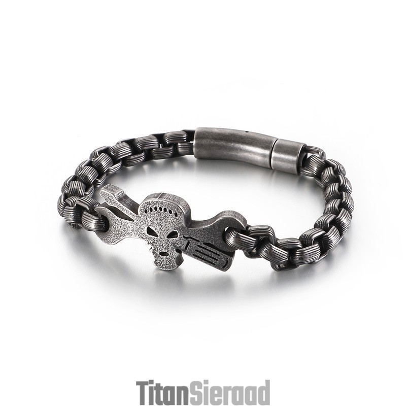 Titanium Schedelarmband Voor Heren Titanium Schedelarmband Voor Heren