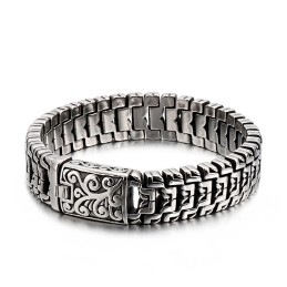 Coole Titanium Armband Met Bloemvormige Gesp