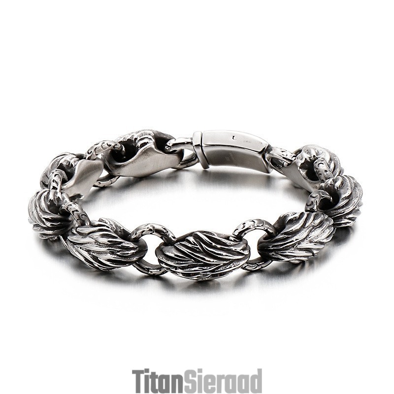 Versie Van De Tide Heren Titanium Bladarmband