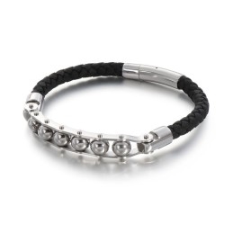 Mode Ronde Kralen Heren Gevlochten Leren Armbanden
