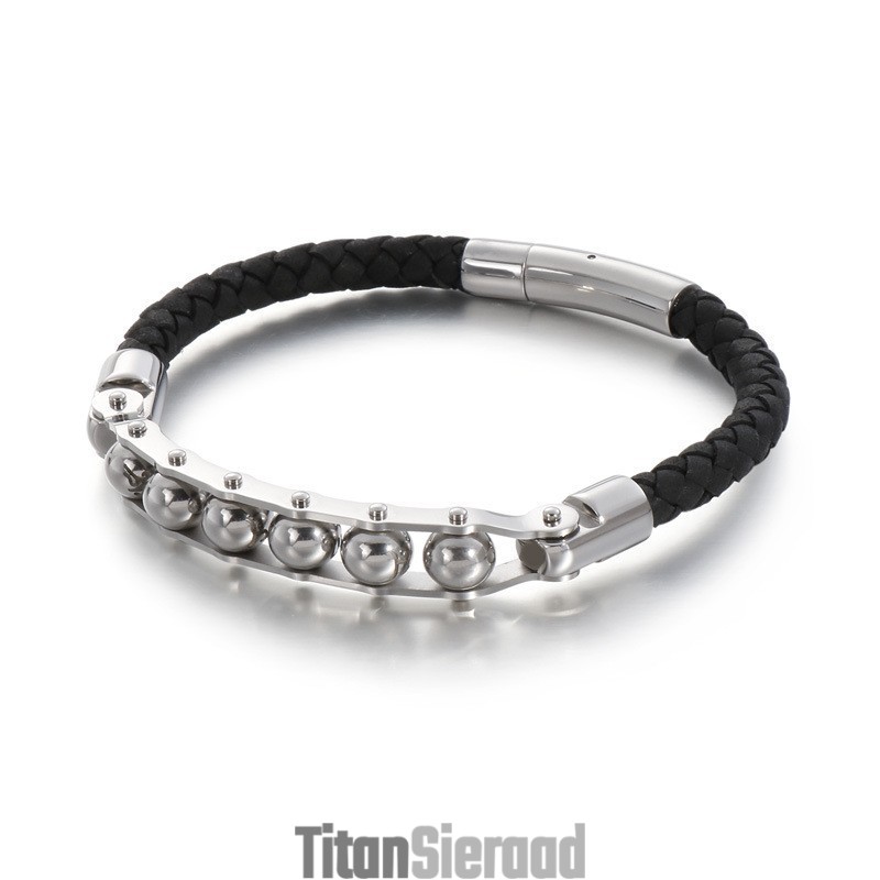 Mode Ronde Kralen Heren Gevlochten Leren Armbanden Mode Ronde Kralen Heren Gevlochten Leren Armbanden