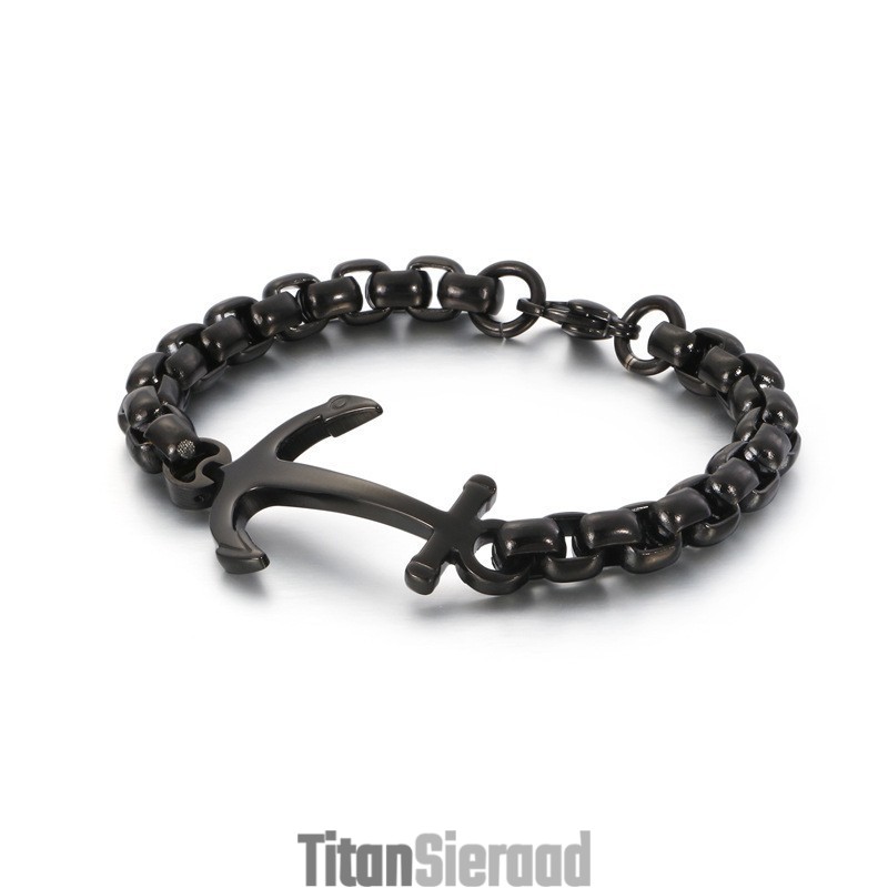 Mode Bootanker Zwarte Titanium Armband Mode Bootanker Zwarte Titanium Armband