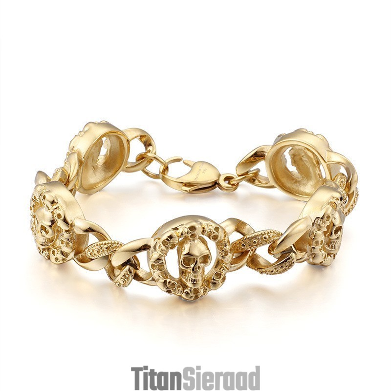 Mode Titanium Schedelarmband Voor Heren