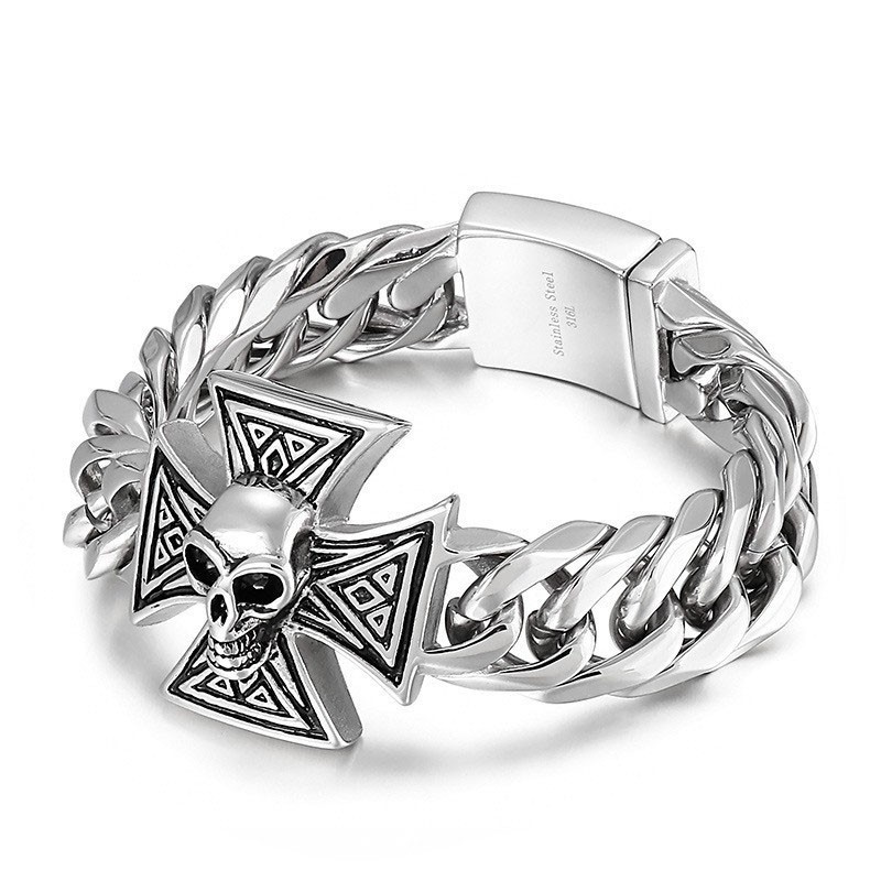 Coole Heren Kruis Schedel Armband
