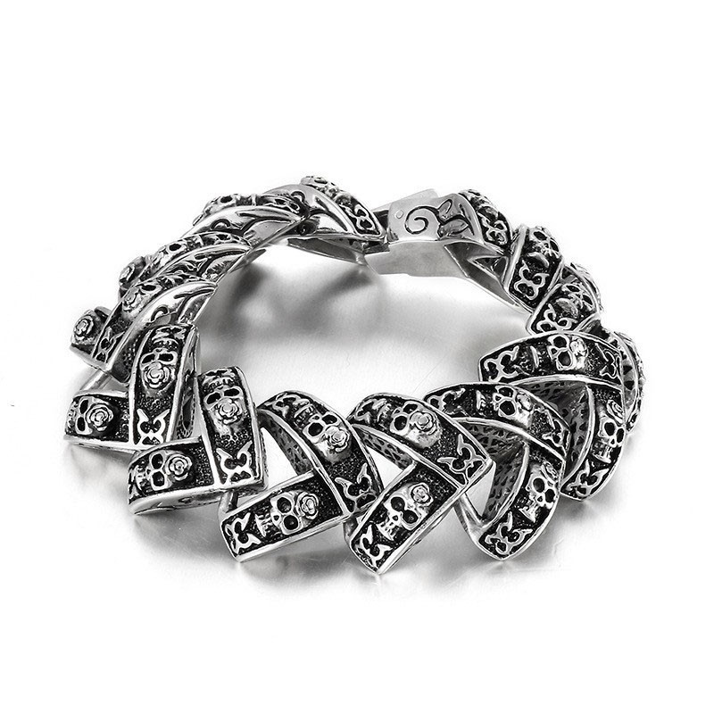 Coole Zware Schedel Stereoscopische Titanium Herenarmband Coole Zware Schedel Stereoscopische Titanium Herenarmband