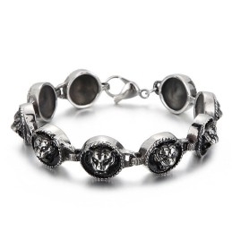Coole Hiphop-Stijl Ronde Titanium Armband Met Tijgerkop Voor Heren