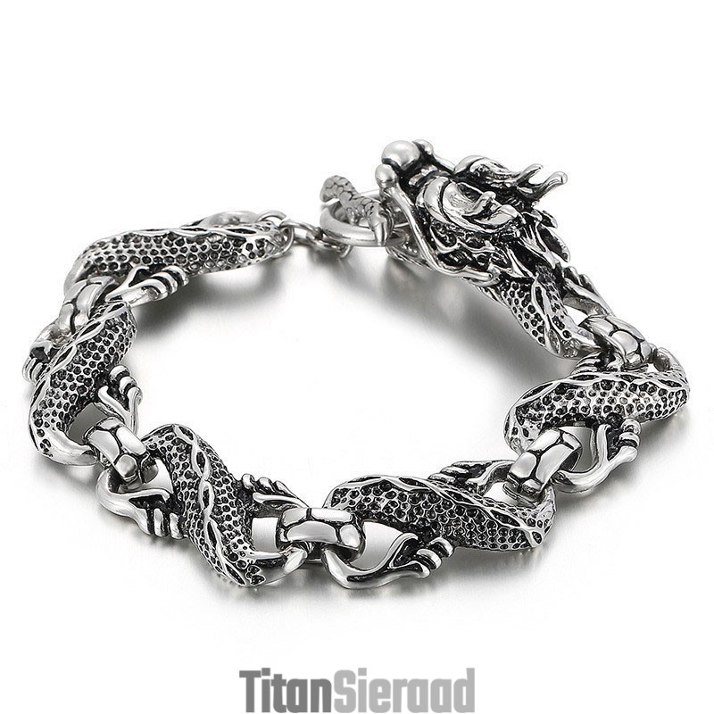 Coole Titanium Drakenarmband Voor Heren Coole Titanium Drakenarmband Voor Heren