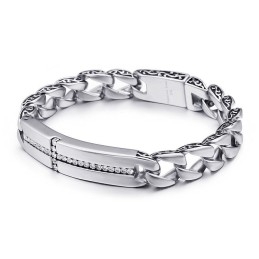 Titanium Kruis Met Diamanten Armband Voor Heren, Titanium Vintage Sieraden