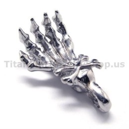 Hanger Met Handbot Van Puur Titanium - Gratis Ketting