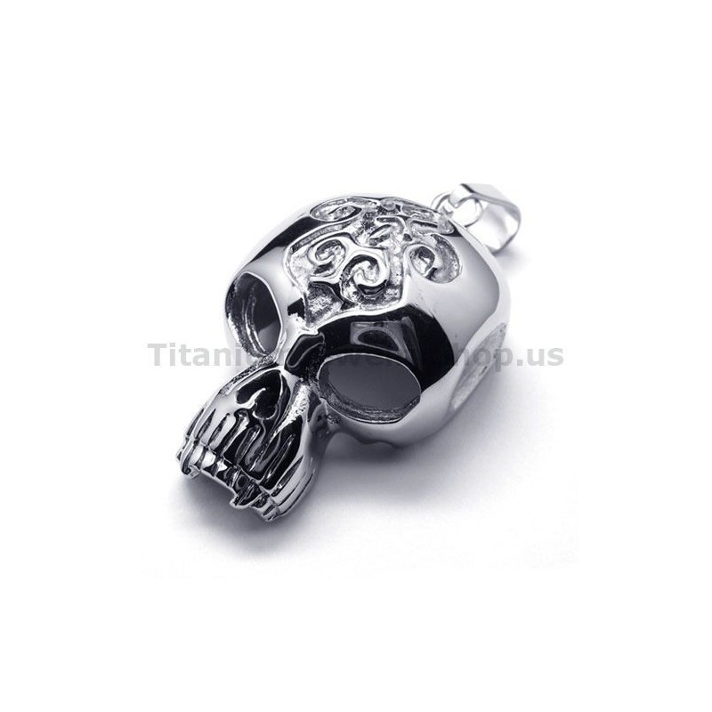 Hanger Met Schedelontwerp Van Puur Titanium - Gratis Ketting