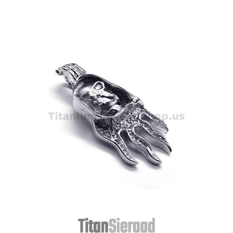 Hanger Met Schedelontwerp Van Puur Titanium - Gratis Ketting