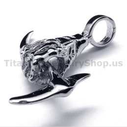 Hanger Met Handbeenontwerp Van Puur Titanium En Bijl - Gratis Ketting
