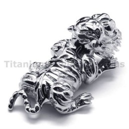 Tijgerhanger Van Puur Titanium - Gratis Ketting