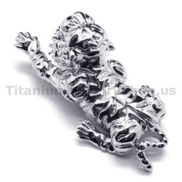Tijgerhanger Van Puur Titanium - Gratis Ketting