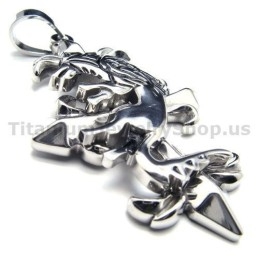 Tweelaags Kruishanger Van Puur Titanium - Gratis Ketting
