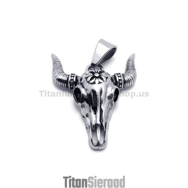 Vintage Native American Titanium Buffalo Skull Hanger - Gratis Ketting Vintage Native American Titanium Buffalo Skull Hanger - Gratis Ketting