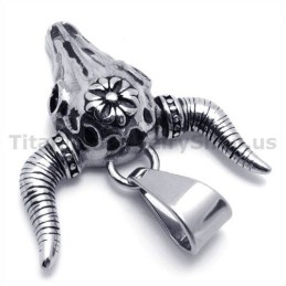 Vintage Native American Titanium Buffalo Skull Hanger - Gratis Ketting