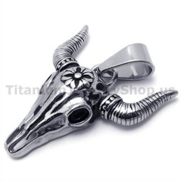 Vintage Native American Titanium Buffalo Skull Hanger - Gratis Ketting