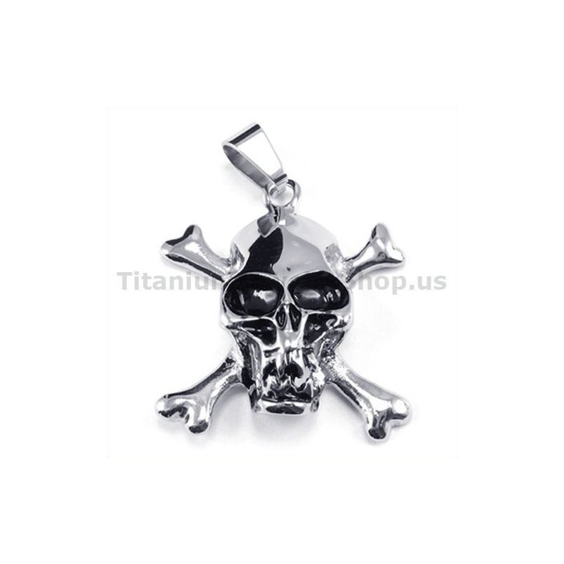 Titanium Gekruiste Schedelhanger - Gratis Ketting