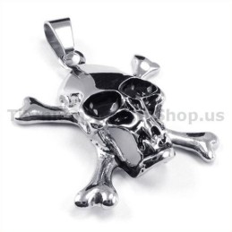Titanium Gekruiste Schedelhanger - Gratis Ketting