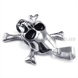 Titanium Gekruiste Schedelhanger - Gratis Ketting