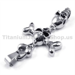 Titanium Hanger Met Twee Schedels - Gratis Ketting
