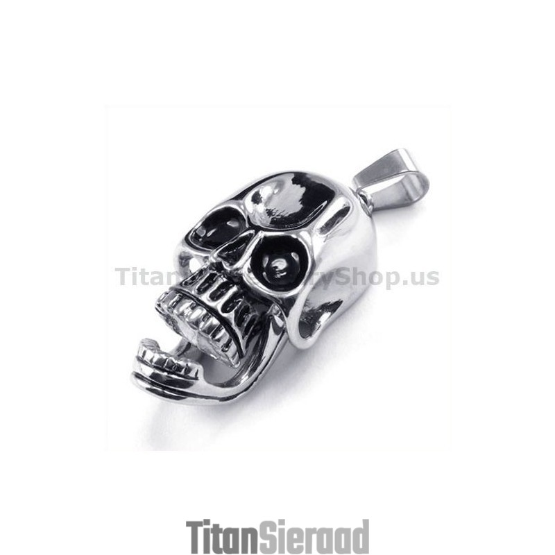 Hanger Met Schedelontwerp Van Puur Titanium - Gratis Ketting