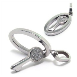 Mode Zilveren Titanium Sleutel Diamanten Ketting Hanger
