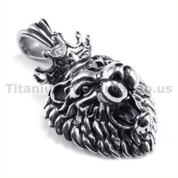 Titanium Leeuwenkoning Hoofd Hanger - Gratis Ketting