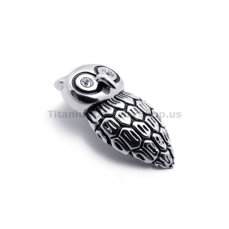 Titanium Uil Hanger Met Diamant - Gratis Ketting Titanium Uil Hanger Met Diamant - Gratis Ketting