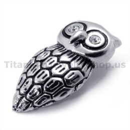 Titanium Uil Hanger Met Diamant - Gratis Ketting