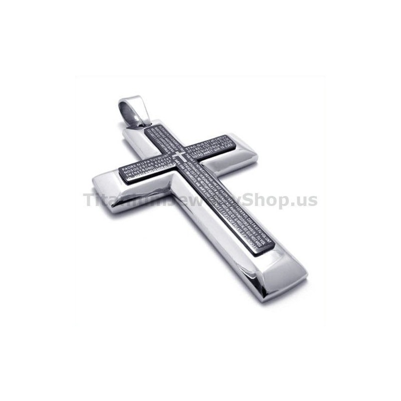 Twee Lagen Puur Titanium Zwarte Kruishanger - Gratis Ketting