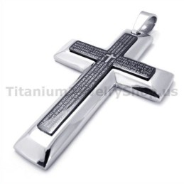 Twee Lagen Puur Titanium Zwarte Kruishanger - Gratis Ketting