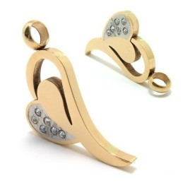 Hanger Van Titanium Gouden Diamanten Ketting Met Hartje