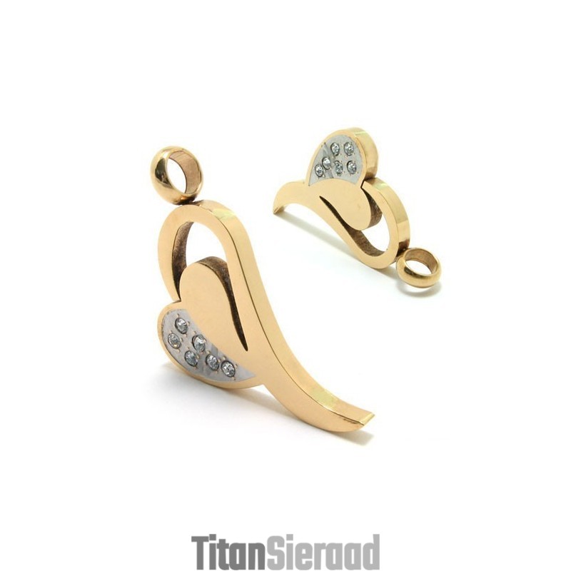Hanger Van Titanium Gouden Diamanten Ketting Met Hartje Hanger Van Titanium Gouden Diamanten Ketting Met Hartje