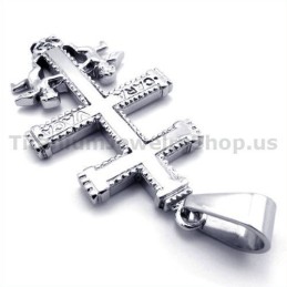 Twee Engelen Caravaca Kruis Titanium Hanger - Gratis Ketting