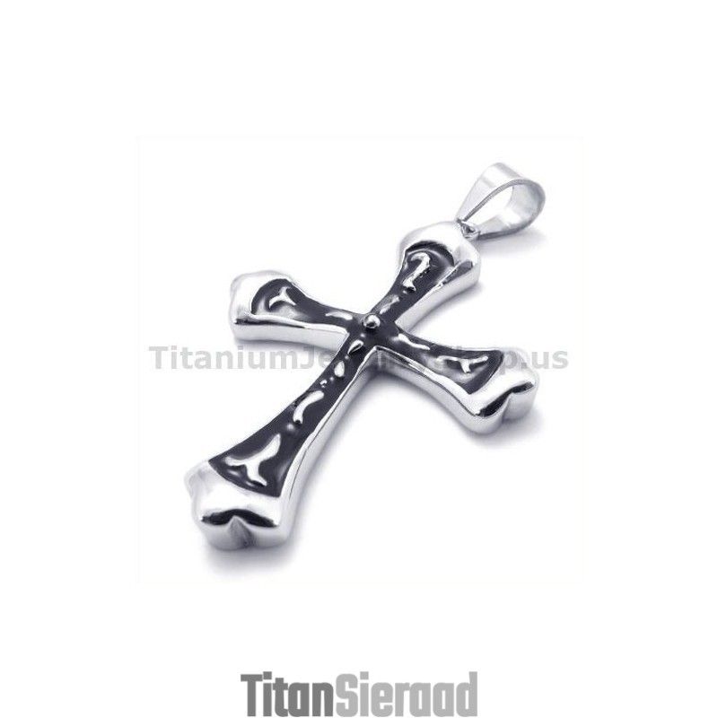Zwarte Titanium Kruishanger - Gratis Ketting Zwarte Titanium Kruishanger - Gratis Ketting