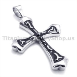 Zwarte Titanium Kruishanger - Gratis Ketting
