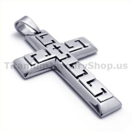Zilveren Kruis Titanium Hanger - Gratis Ketting