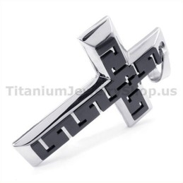 Zwarte Titanium Kruishanger - Gratis Ketting