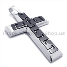 Zwarte Titanium Kruishanger - Gratis Ketting