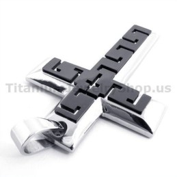 Zwarte Titanium Kruishanger - Gratis Ketting