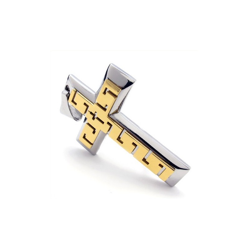 Gouden Kruis Titanium Hanger - Gratis Ketting