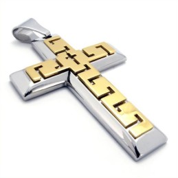 Gouden Kruis Titanium Hanger - Gratis Ketting