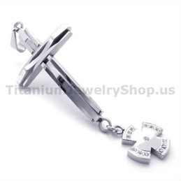 Zilveren Kruis Titanium Hanger Met Diamanten - Gratis Ketting