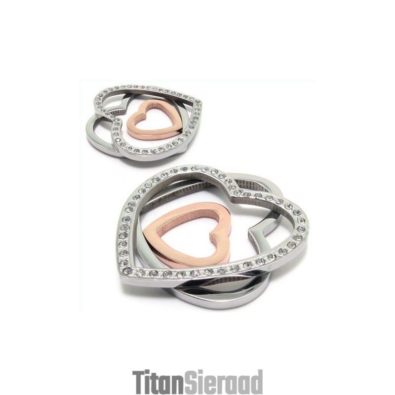 Mode Drie Hartvormige Titanium Diamanten Kettinghanger